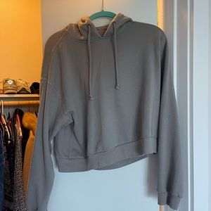 Grey Abercrombie Cropped Hoodie